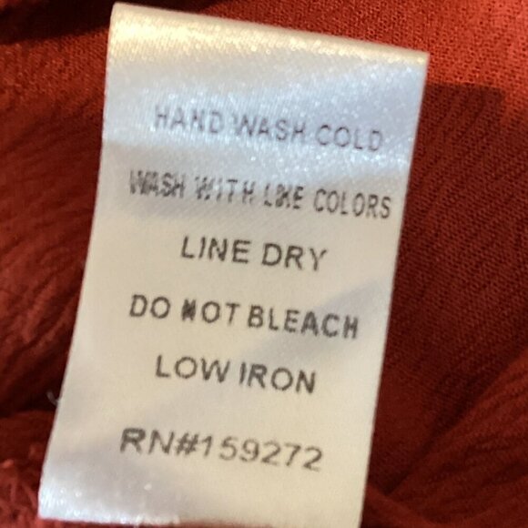 Gigio Long Bell Sleeve BOHO Tassle Tie Tunic Top Sz S Rust #312J - Picture 9 of 9